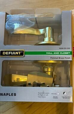 Defiant Naples Hall/Closet Door Lever Knobs Polished Brass Indoor 1008 974 333